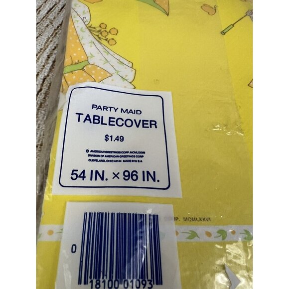 Vtg 70s Holly Hobbie American Greetings Paper Tablecloth Table Cover 54x96 NOS - Picture 5 of 6